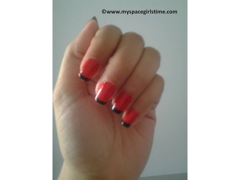 Glamorous Red & Black French Manicure (Nail Art Design 25)